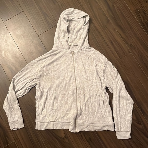 Brandy Melville Grey Zip-up Hoodie - One Size - Picture 2 of 6